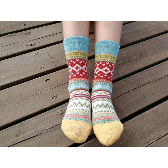 YZKKE 5Pack Womens Multi Vintage Winter Soft Warm Thick Cold Knit Wool Crew Sock - Picture 6 of 6